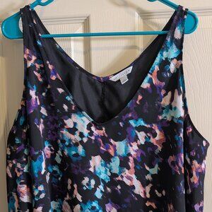 Boutique Womens Plus Size 0X Sleeveless Lined Blouse Black/Purple